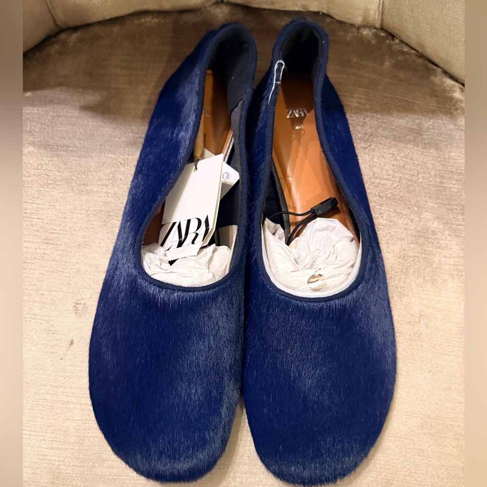 Sapphire fur flats